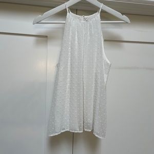 Sunday in Brooklyn white clip dot sleeveless trapeze blouse (Petite XS)